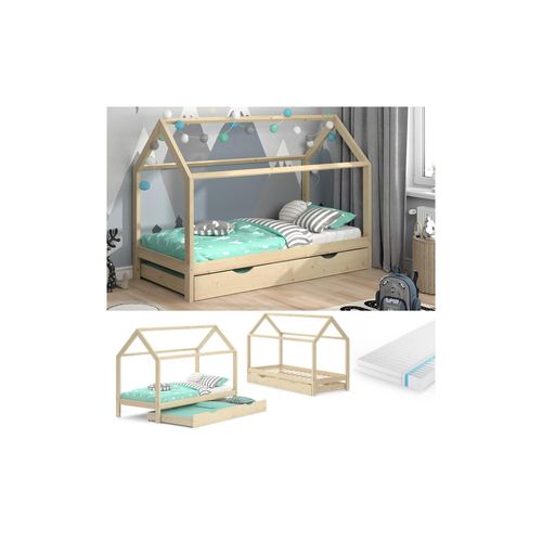 4066731043828 - Kinderbett „Wiki 90x200cm Natur mit Gästebett und Matratze VitaliSpa 4066731043828 - Kinderbett „Wiki 90x200cm Natur mit Gästebett und Matratze VitaliSpa