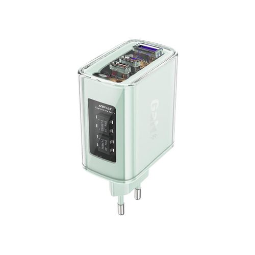 6974316282099 - Acefast Ladegerät Handyladegerät GaN 65W 3 Ports (1xUSB 2xUSB C) Wandladegerät Grün (A45) 6974316282099 - Acefast Ladegerät Handyladegerät GaN 65W 3 Ports (1xUSB 2xUSB C) Wandladegerät Grün (A45)