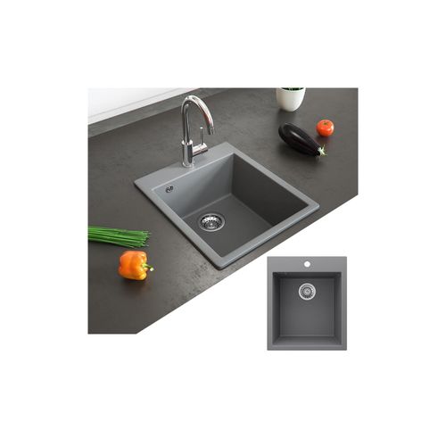 4251421931046 - Granit Spüle Küchenspüle Einbauspüle Spülbecken 425x500mm Grau 4251421931046 - Granit Spüle Küchenspüle Einbauspüle Spülbecken 425x500mm Grau