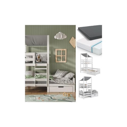 4066731052462 - VitaliSpa Spielturmbett Kinderbett Spielbett Tom Weiß modern 204x218 cm Massivholz Kinderzimmer Lattenrost Bettleiter Bett Schublade Matratze Abenteuerbett Kletterbett 4066731052462 - VitaliSpa Spielturmbett Kinderbett Spielbett Tom Weiß modern 204x218 cm Massivholz Kinderzimmer Lattenrost Bettleiter Bett Schublade Matratze Abenteuerbett Kletterbett
