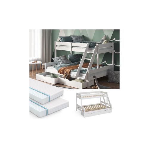 4066731227358 - Hochbett Kinderbett Spielbett Everest Weiß modern 140x200 Massivholz Kinderzimmer Bett Lattenrost Bettleiter Kletterbett Doppelbett Geschwisterbett Bettschublade Rollschublade Matratze 4066731227358 - Hochbett Kinderbett Spielbett Everest Weiß modern 140x200 Massivholz Kinderzimmer Bett Lattenrost Bettleiter Kletterbett Doppelbett Geschwisterbett Bettschublade Rollschublade Matratze
