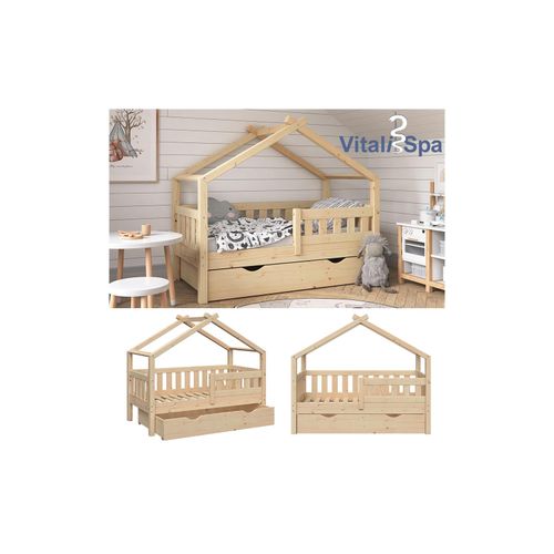 4251421944244 - Vitalispa - Kinderbett Design 140x70cm Natur mit Gästebett und Rausfallschutz 4251421944244 - Vitalispa - Kinderbett Design 140x70cm Natur mit Gästebett und Rausfallschutz