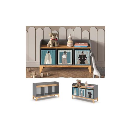 4066731231874 - Sitzbank Malia 107x64cm grau Bank für Kinderzimmer 3 große Fächer 4066731231874 - Sitzbank Malia 107x64cm grau Bank für Kinderzimmer 3 große Fächer