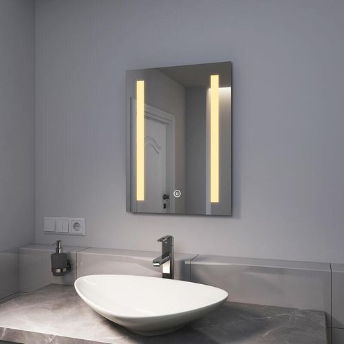 7445600515531 - Led Badspiegel 45x60cm Badezimmerspiegel mit Warmweißer Beleuchtung Touch-schalter und Beschlagfrei - Emke