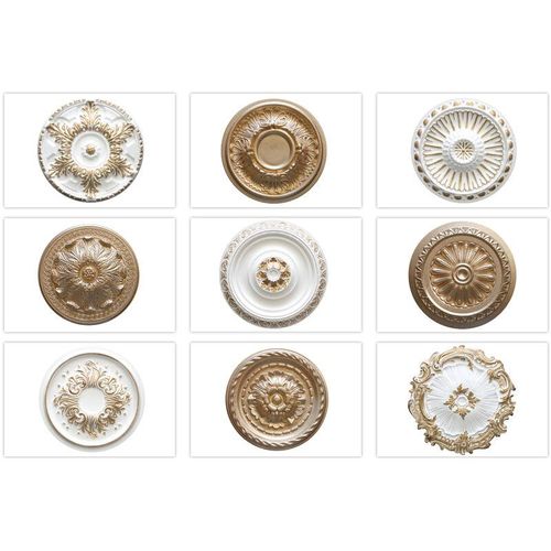 4251769659138 - Design - Stuckrosette aus eps Styropor gold - Deckenrosette Stuck Wanddeko Wohnzimmer R-17 - ø 28cm super gold