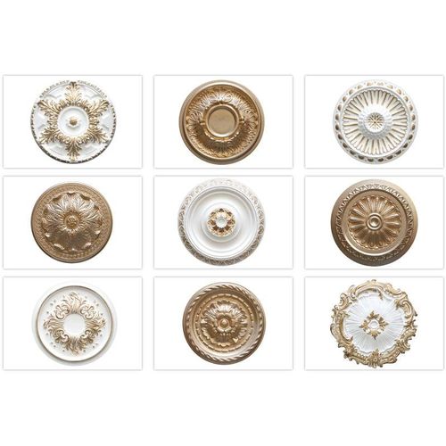 4251769659077 - Design - Stuckrosette aus eps Styropor gold - Deckenrosette Stuck Wanddeko Wohnzimmer R-12 - ø 43cm super gold