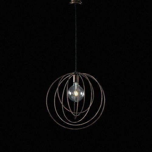 8050713211417 - Bonetti Illumina - Moderner Pendelleuchter aus schwarzem Eisen mit Kupferdekor ein Licht 42x h45 cm