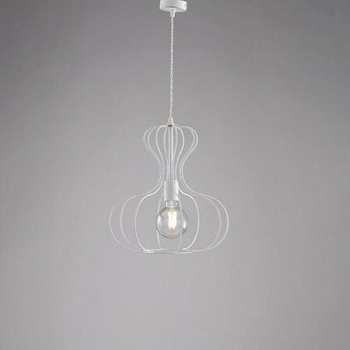 8050713213114 - Bonetti Illumina - Industrielle Hängelampe aus Eisen Weiß und Silber urban 35x h40 cm