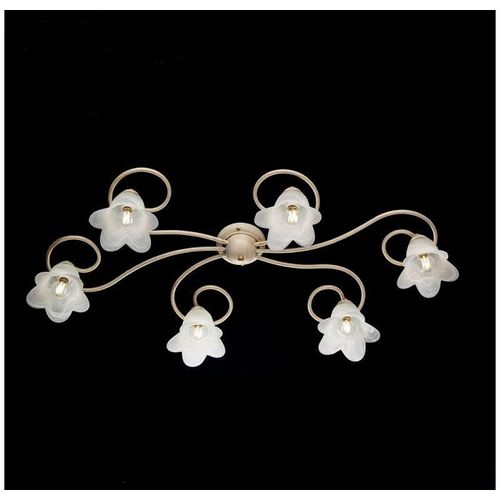 8050713215071 - Bonetti Illumina - Flowers Deckenlampe aus Eisen Elfenbein Gold sechs Lichter Lampenschirme 99x50x h17 cm