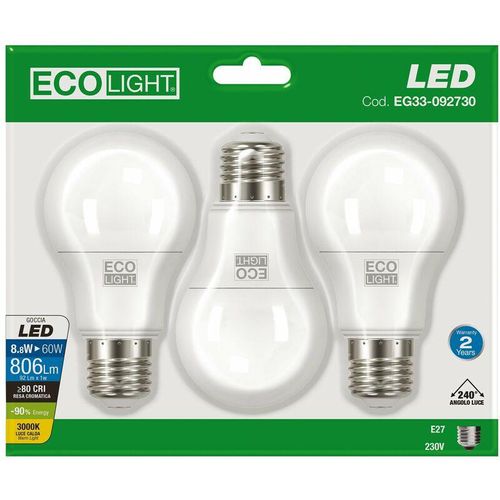 8050390012277 - Eco-light - Kit 3 led -Lampen E27 Ecolight led - 12W 8050390012277 - Eco-light - Kit 3 led -Lampen E27 Ecolight led - 12W