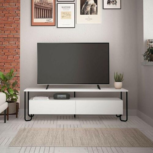 0645656392736 - Toscohome - TV-Ständer 150x45h cm mit zwei Türen in weiß - Cornea