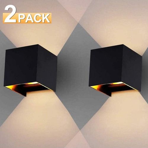 9475631407350 - Led Wandleuchte Wandbeleuchtung Deko IP65 Wandlampe Außen Treppen Innen 7W Schwarz Warmweiß 2 Stück - Schwarz - Vingo