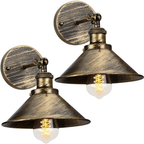 6033797018389 - Axhup - 2er Wandleuchte Vintage Industrielle Wandlampe aus Metall mit Ø22cm Lampenschirm für Schlafzimmer Wohnzimmer Esszimmer (Bronze)