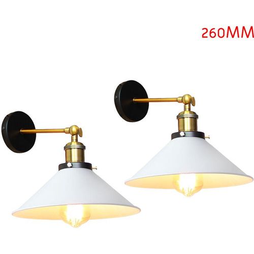 5713310861159 - 2 Stück Wandleuchte im Vintage-Stil Industri 240° Verstellbare Wandlampe Wandstrahler Licht mit Ø26cm Lampenschirm für Wohnzimmer Schlafzimmer