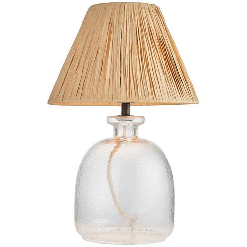 5016087167135 - Lyra Raffia Light Tischlampe Klares strukturiertes Glas natürlicher Bast - Endon