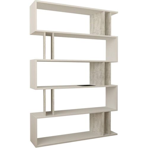 8680812140624 - Partiro Modernes Bücherregal Display Unit Raumteiler Weiß Altweiß Groß 161cm - Weiß Altweiß - Decortie