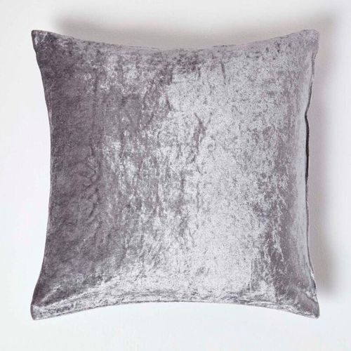 5055967480414 - HOMESCAPES Luxus Pannesamt-Kissenbezug in Silbergrau 60 x 60 cm - Silber