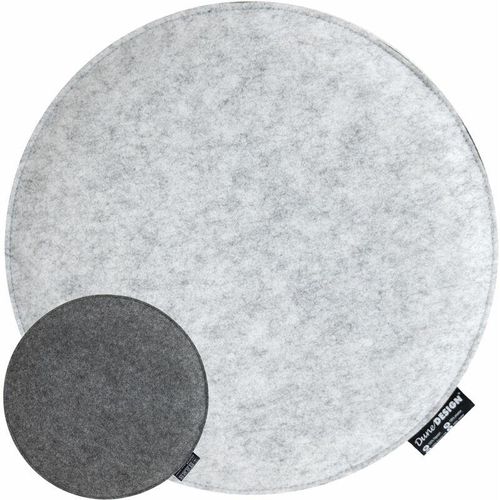 4057216026801 - DuneDesign 30mm thick round Felt Cushion for chairs Ø 35cm warm reversible Grey - grau