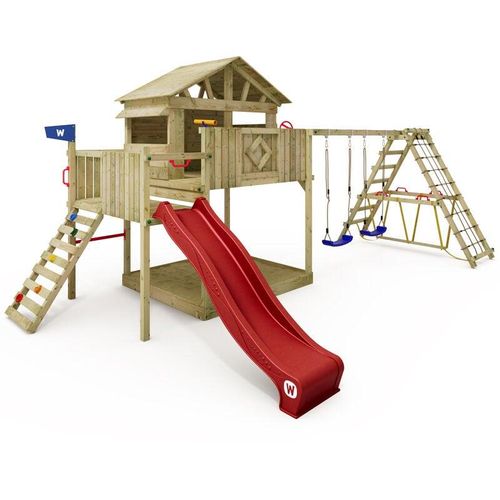 4255689908246 - Spielturm Klettergerüst Smart Fjord mit Schaukel & Rutsche Stelzenhaus mit Sandkasten Kletterleiter & Spiel-Zubehör - rot - Wickey 4255689908246 - Spielturm Klettergerüst Smart Fjord mit Schaukel & Rutsche Stelzenhaus mit Sandkasten Kletterleiter & Spiel-Zubehör - rot - Wickey