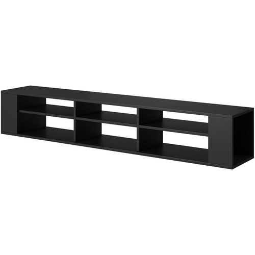 5903025536439 - Selsey - weri - TV-Board   tv - Hängeboard mit 6 offenen Fächern minimalistisch 175 cm breit (Schwarz)