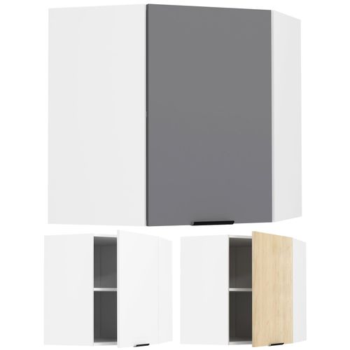 4051814429828 - Küchenschrank hängend Maße ca H 60 x B 57 x T 57 cm Eckschrank Hängeschrank mit zwei Fächern Küchenmöbel - Fasola