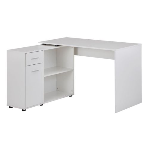 4251745760049 - Schreibtisch mit Regal-Platte Integriertes Regal Drehbares Design Melaminharz-Beschichtung Schublade Tür 4251745760049 - Schreibtisch mit Regal-Platte Integriertes Regal Drehbares Design Melaminharz-Beschichtung Schublade Tür