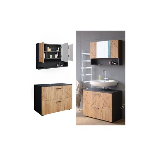 4066731227723 - Badmöbelset Irma Anthrazit Eiche modern 80 cm Badezimmerschrank Badschrank Badezimmermöbel Waschtischunterschrank Spiegelschrank Schranktür Schrankfach Schrankschublade Ablage Aufbewahrung 4066731227723 - Badmöbelset Irma Anthrazit Eiche modern 80 cm Badezimmerschrank Badschrank Badezimmermöbel Waschtischunterschrank Spiegelschrank Schranktür Schrankfach Schrankschublade Ablage Aufbewahrung
