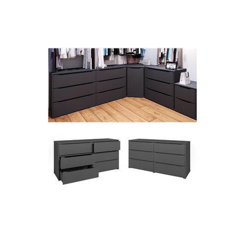 4066731244379 - Kommode Sideboard Mehrzweckschrank Ruben Anthrazit Schublade 160 cm Ablage