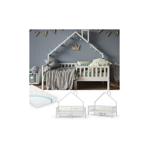 4251421953185 - Vitalispa - Kinderbett Noemi 160x80cm Weiß mit Matratze und Rausfallschutz 4251421953185 - Vitalispa - Kinderbett Noemi 160x80cm Weiß mit Matratze und Rausfallschutz