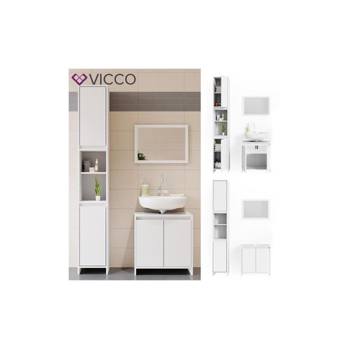 4251421941090 - VICCO Badmöbel Set EMMA Weiß - Spiegel Waschtischunterschrank Hochschrank Bad 4251421941090 - VICCO Badmöbel Set EMMA Weiß - Spiegel Waschtischunterschrank Hochschrank Bad