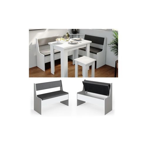 4251421950603 - Eckbankgruppe Küchenbank Roman weiß 107cm Sitzbank mit Truhe Esszimmerbank für Esstisch 4251421950603 - Eckbankgruppe Küchenbank Roman weiß 107cm Sitzbank mit Truhe Esszimmerbank für Esstisch