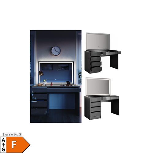 4066731017812 - VICCO Schminktisch Sherry Anthrazit Hochglanz Frisiertisch LED Spiegel Kommode