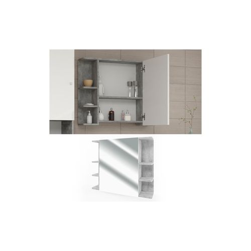 4251421901902 - VICCO Badspiegel FYNN 80 x 64 cm Grau Beton - Spiegel Spiegelschrank Wandspiegel