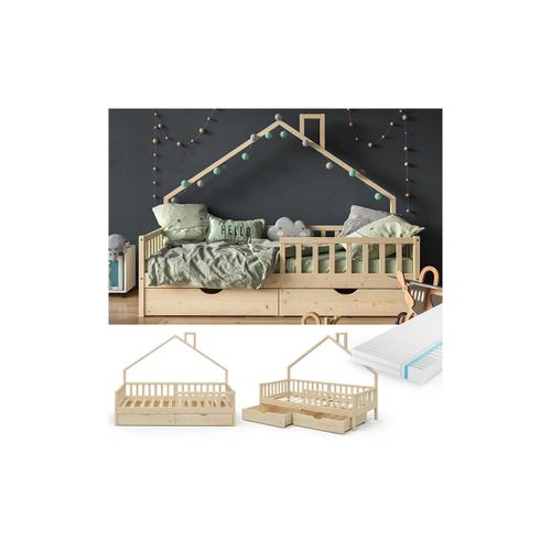4251421953260 - Kinderbett Noemi 200x90cm Natur mit Matratze Rausfallschutz und Schubladen Vitalispa 4251421953260 - Kinderbett Noemi 200x90cm Natur mit Matratze Rausfallschutz und Schubladen Vitalispa