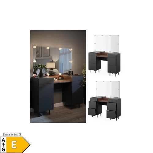4066731326181 - Schminktisch Anika mit Spiegel LED-Lampen 120 x 80 cm Anthrazit Walnussbraun Schlafzimmer 4066731326181 - Schminktisch Anika mit Spiegel LED-Lampen 120 x 80 cm Anthrazit Walnussbraun Schlafzimmer