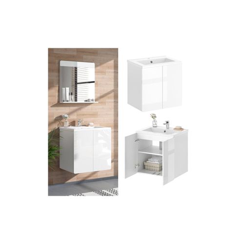 4066731044276 - Badmöbelset Waschtischunterschrank Waschbecken Izan Weiß Badmöbel HGL 4066731044276 - Badmöbelset Waschtischunterschrank Waschbecken Izan Weiß Badmöbel HGL