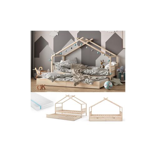 4251421964747 - VITALISPA Kinderbett DESIGN Hausbett Gästebett Lattenrost Natur 90x200 Matratze 4251421964747 - VITALISPA Kinderbett DESIGN Hausbett Gästebett Lattenrost Natur 90x200 Matratze
