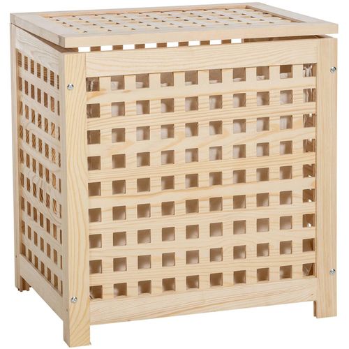 4255716321116 - Wäschebox I Wäschetruhe Und Aufbewahrungsbox Aus Holz I Moderner Wäschesammler Mit Deckel I Wäschebehälter Mit Gitter Zur Belüftung