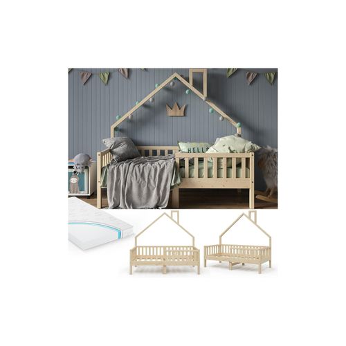 4251421953215 - Vitalispa - Kinderbett Noemi 160x80cm Natur mit Matratze und Rausfallschutz 4251421953215 - Vitalispa - Kinderbett Noemi 160x80cm Natur mit Matratze und Rausfallschutz