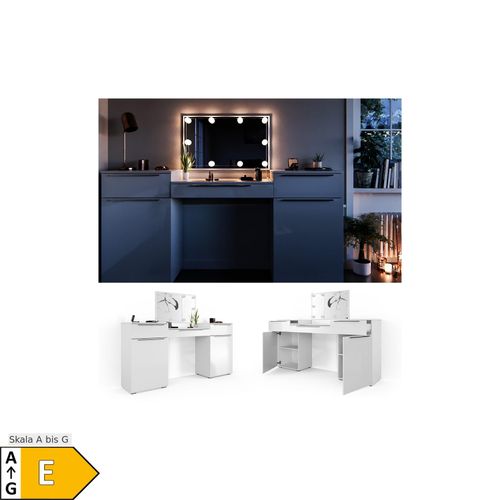 4251421923744 - Schminktisch Lilli Frisiertisch Kommode Frisierkommode Spiegel Weiß inklusive LED-Lichterkette 4251421923744 - Schminktisch Lilli Frisiertisch Kommode Frisierkommode Spiegel Weiß inklusive LED-Lichterkette