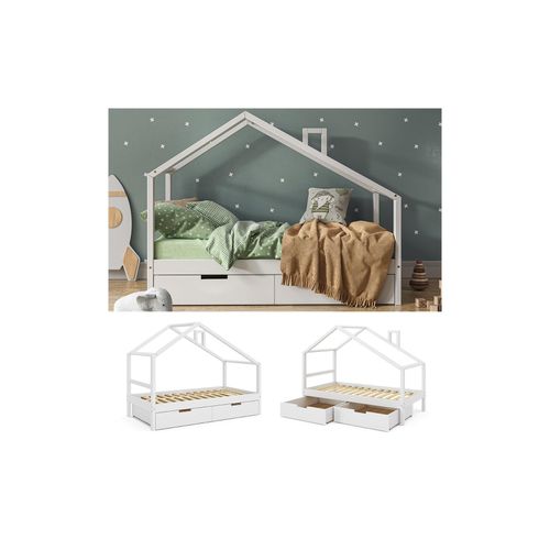 4066731269198 - Vitalispa - Hausbett Lori Weiß 80x160 cm mit Schubladen ohne Matratze 4066731269198 - Vitalispa - Hausbett Lori Weiß 80x160 cm mit Schubladen ohne Matratze