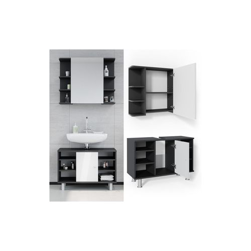 4251421953376 - Badmöbel Set Badezimmer Möbel Fynn Spiegelschrank Waschbeckenunterschrank 4251421953376 - Badmöbel Set Badezimmer Möbel Fynn Spiegelschrank Waschbeckenunterschrank