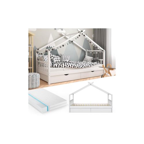 4066731031481 - Vitalispa - Hausbett Design Weiß 90x200 cm mit 2 Schubladen und Matratze 4066731031481 - Vitalispa - Hausbett Design Weiß 90x200 cm mit 2 Schubladen und Matratze