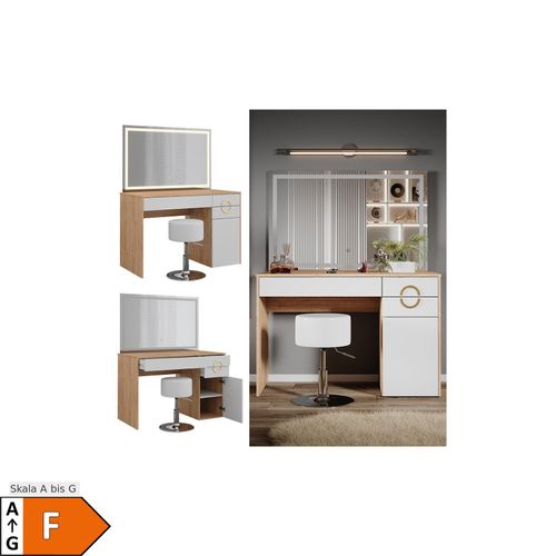 4066731340699 - Schminktisch Adela Natural Rockford Hickory 115 cm mit led Spiegel und Hocker Vicco 4066731340699 - Schminktisch Adela Natural Rockford Hickory 115 cm mit led Spiegel und Hocker Vicco