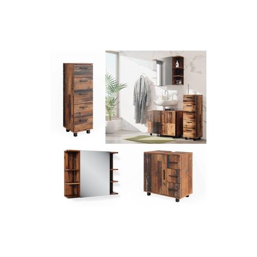 4066731272242 - Badmöbelset Ilias Old Style modern Badezimmerschrank Badschrank Badezimmermöbel Waschtischunterschrank Waschbeckenunterschrank Spiegelschrank Midischrank Schranktür Schrankfach Schrankschublade