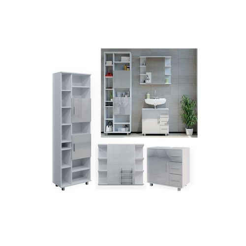4066731249145 - Badmöbelset Ilias Weiß Hochglanz modern Badezimmer Schrank Badschrank Waschtischunterschrank Spiegelschrank Hochschrank Schranktür Schrankschublade Schrankfach Ablage Aufbewahrung 4066731249145 - Badmöbelset Ilias Weiß Hochglanz modern Badezimmer Schrank Badschrank Waschtischunterschrank Spiegelschrank Hochschrank Schranktür Schrankschublade Schrankfach Ablage Aufbewahrung