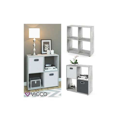 4260486839334 - VICCO Raumteiler TETRA 4 Fächer Grau Beton - Standregal Bücherregal Büroregal 4260486839334 - VICCO Raumteiler TETRA 4 Fächer Grau Beton - Standregal Bücherregal Büroregal