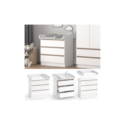 4251421926264 - Wickelkommode Emma 3 Schubladen inklWickelauflage Abnehmbar Weiß Sonoma 4251421926264 - Wickelkommode Emma 3 Schubladen inklWickelauflage Abnehmbar Weiß Sonoma