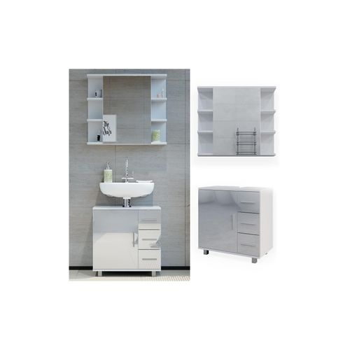 4066731249121 - Badmöbelset Ilias Weiß Hochglanz modern Badezimmer Schrank Badschrank Waschtischunterschrank Spiegelschrank Schranktür Schrankschublade Aufbewahrung 4066731249121 - Badmöbelset Ilias Weiß Hochglanz modern Badezimmer Schrank Badschrank Waschtischunterschrank Spiegelschrank Schranktür Schrankschublade Aufbewahrung