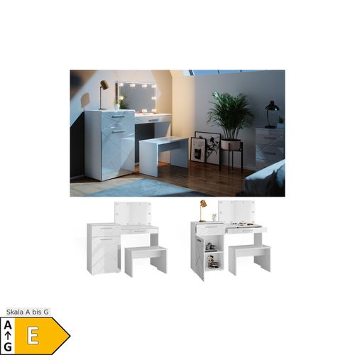 4066731044177 - Schminktisch Frisiertisch Frisierkommode Little Irma Weiß Spiegel LED Bank 4066731044177 - Schminktisch Frisiertisch Frisierkommode Little Irma Weiß Spiegel LED Bank
